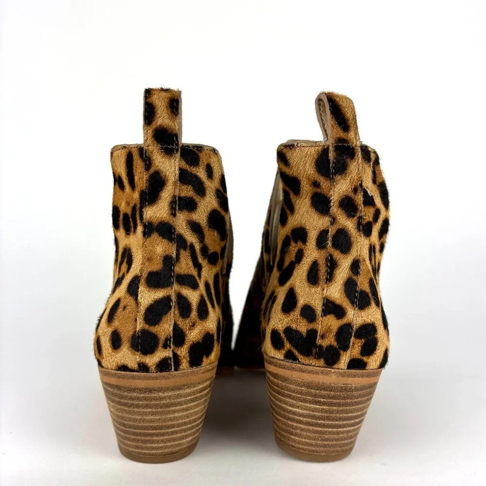 Sole Society Leopard Print Haircalf Bootie – Chic Pointed Toe, Size 8M